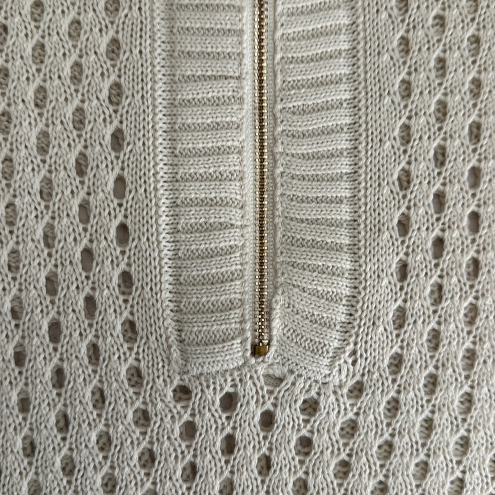 Amazon Crochet Sweater Vest Half Zip Lapel Cap Sleeve Knit Popover Top NWOT - Picture 7 of 7